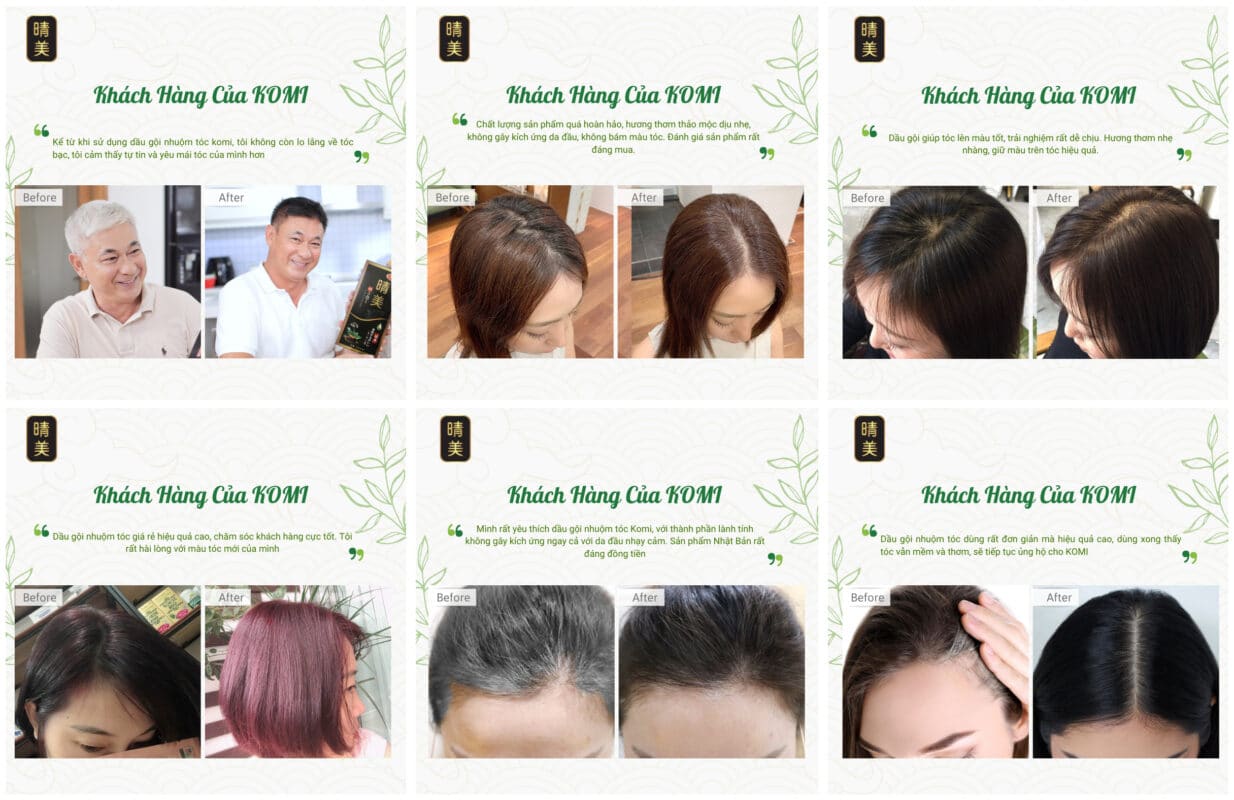 KOMI – Dầu gội nhuộm tóc thảo dược tự nhiên 100% – Bán chạy Nhật Bản 27 komi-dau-goi-nhuom-toc-thao-duoc-tu-nhien