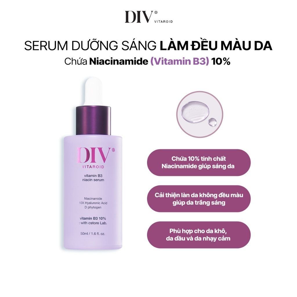 Serum Vitamin B3 Dưỡng Sáng Hỗ Trợ Làm Đều Màu Da Với 10% Niacinamide DIV 1 serum-vitamin-b3-duong-sang-ho-tro-lam-deu-mau-da-div