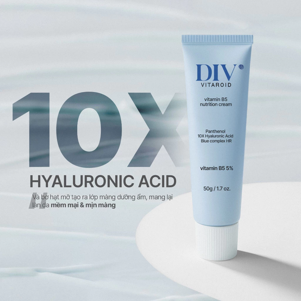 Kem Dưỡng Ẩm Vitamin B5 Hỗ Trợ Làm Dịu Da Giữ Ẩm Bảo Vệ Da Với 5% Panthenol DIV 3 kem-duong-am-vitamin-b5-ho-tro-lam-diu-giu-am-da-div
